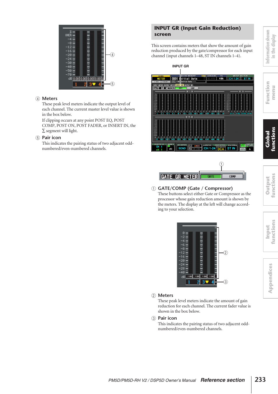 Input gr (input gain reduction) screen | Yamaha DSP5D User Manual | Page 233 / 409