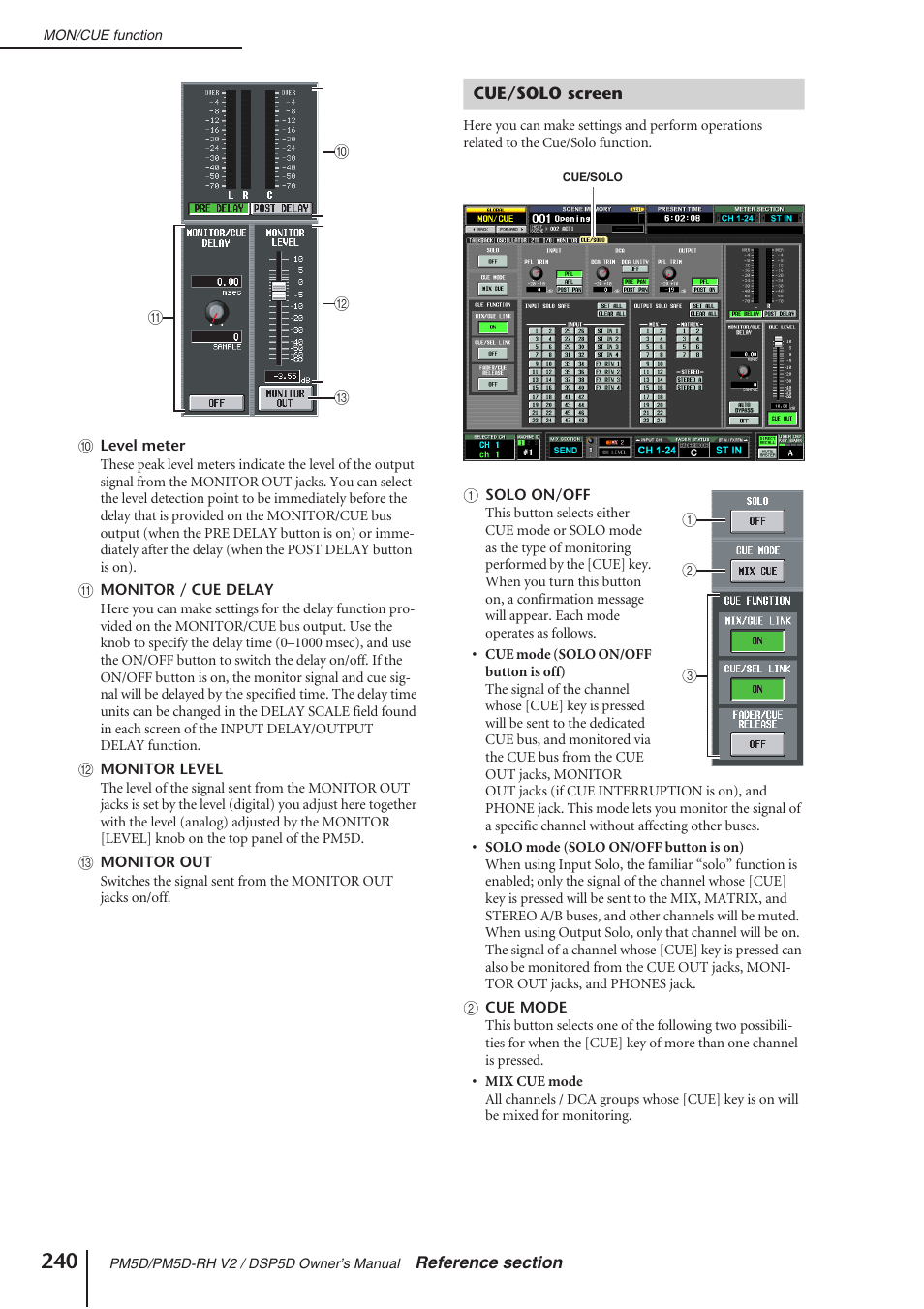 Cue/solo screen | Yamaha DSP5D User Manual | Page 240 / 409