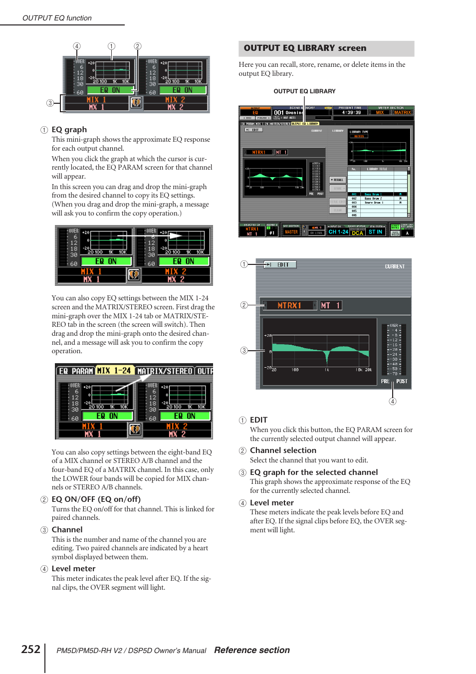 Output eq library screen | Yamaha DSP5D User Manual | Page 252 / 409