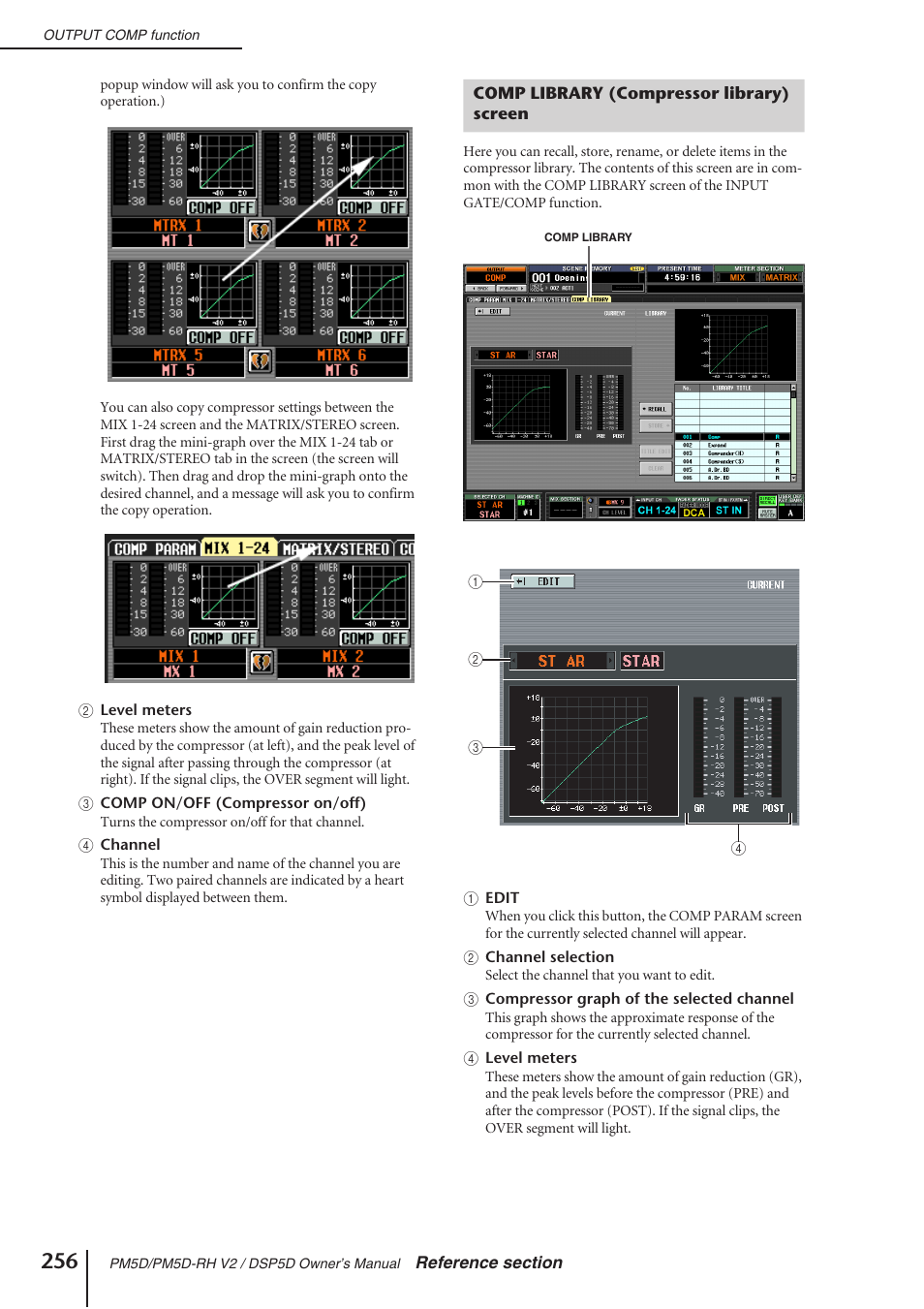 Comp library (compressor library) screen | Yamaha DSP5D User Manual | Page 256 / 409