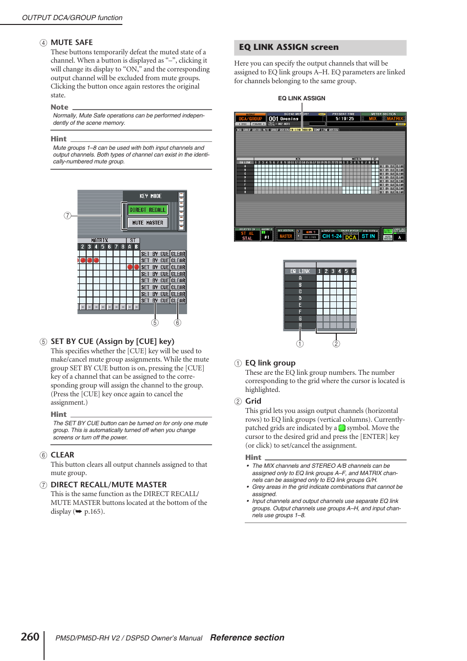 Eq link assign screen | Yamaha DSP5D User Manual | Page 260 / 409