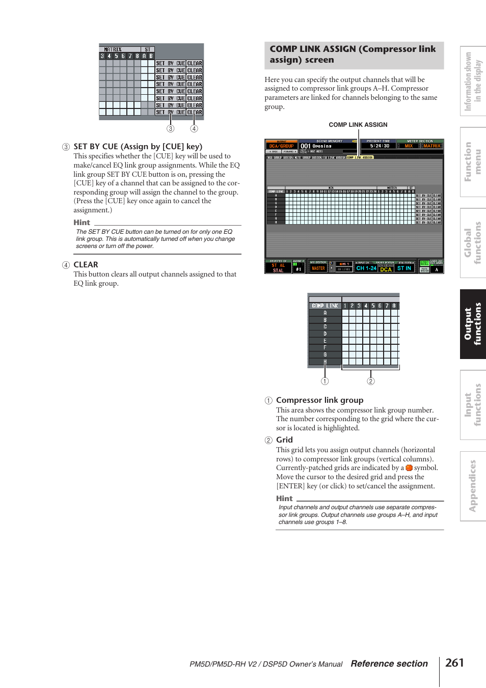 Comp link assign (compressor link assign) screen | Yamaha DSP5D User Manual | Page 261 / 409