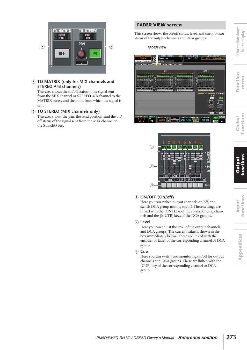 Fader view screen | Yamaha DSP5D User Manual | Page 273 / 409