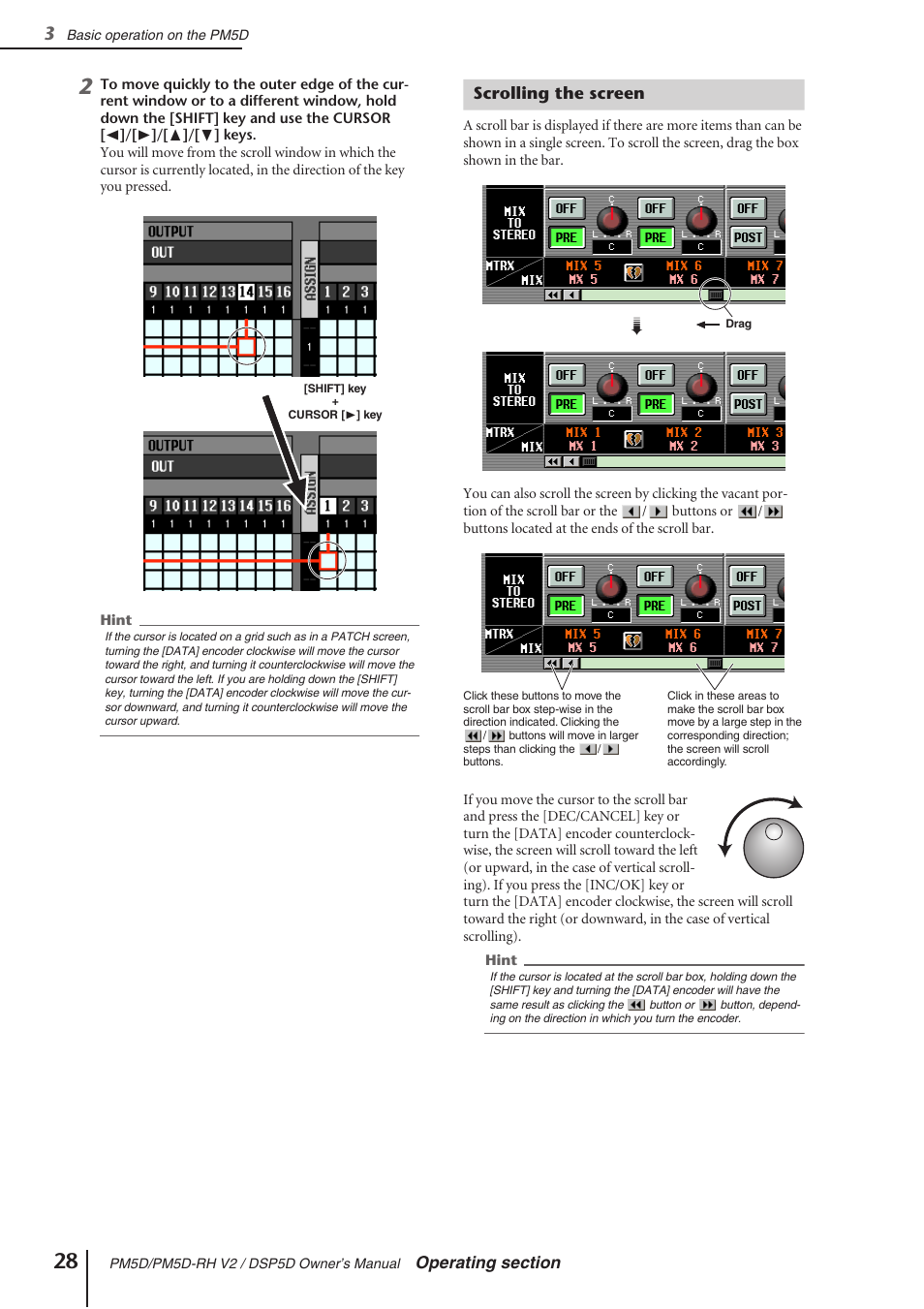 Scrolling the screen | Yamaha DSP5D User Manual | Page 28 / 409