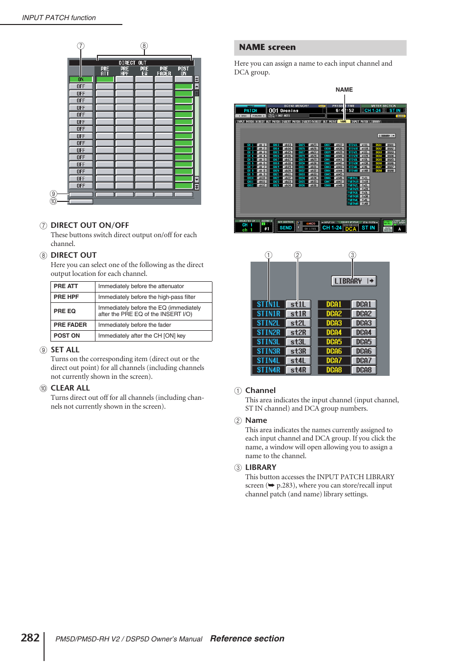 Name screen, P.282) | Yamaha DSP5D User Manual | Page 282 / 409