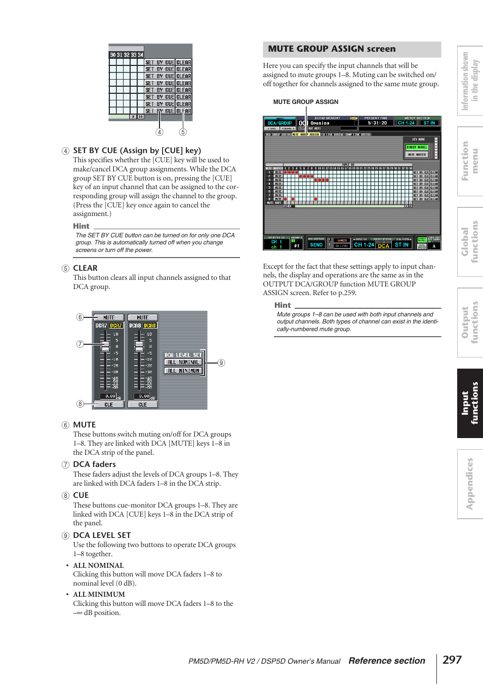 Mute group assign screen | Yamaha DSP5D User Manual | Page 297 / 409