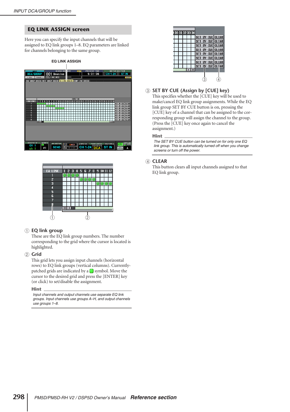 Eq link assign screen | Yamaha DSP5D User Manual | Page 298 / 409