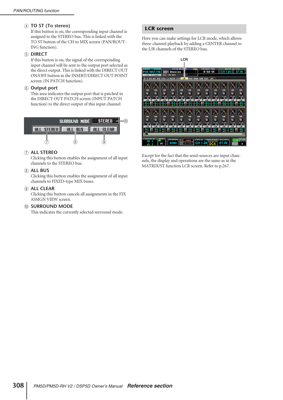 Lcr screen | Yamaha DSP5D User Manual | Page 308 / 409