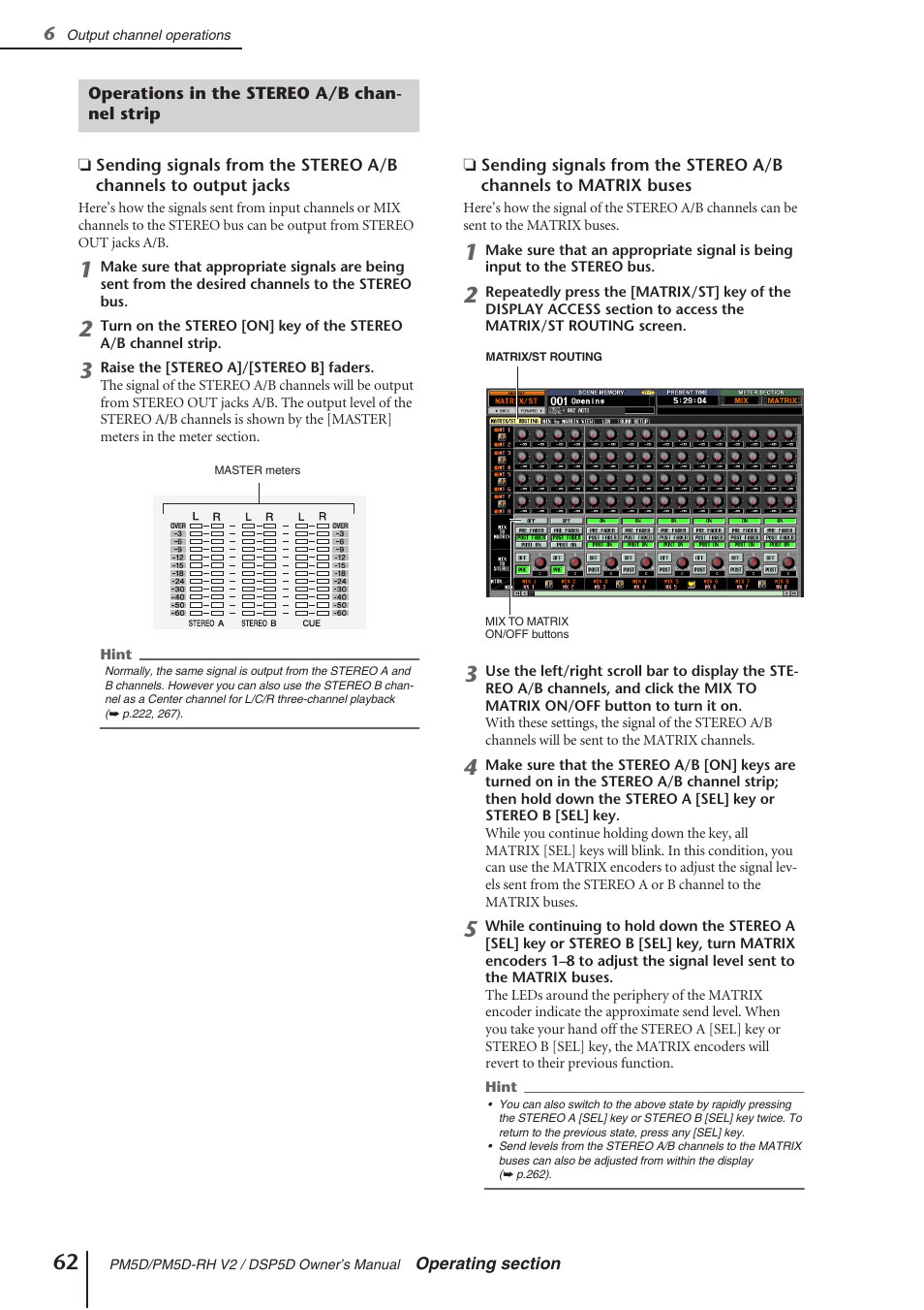 Operations in the stereo a/b channel strip | Yamaha DSP5D User Manual | Page 62 / 409