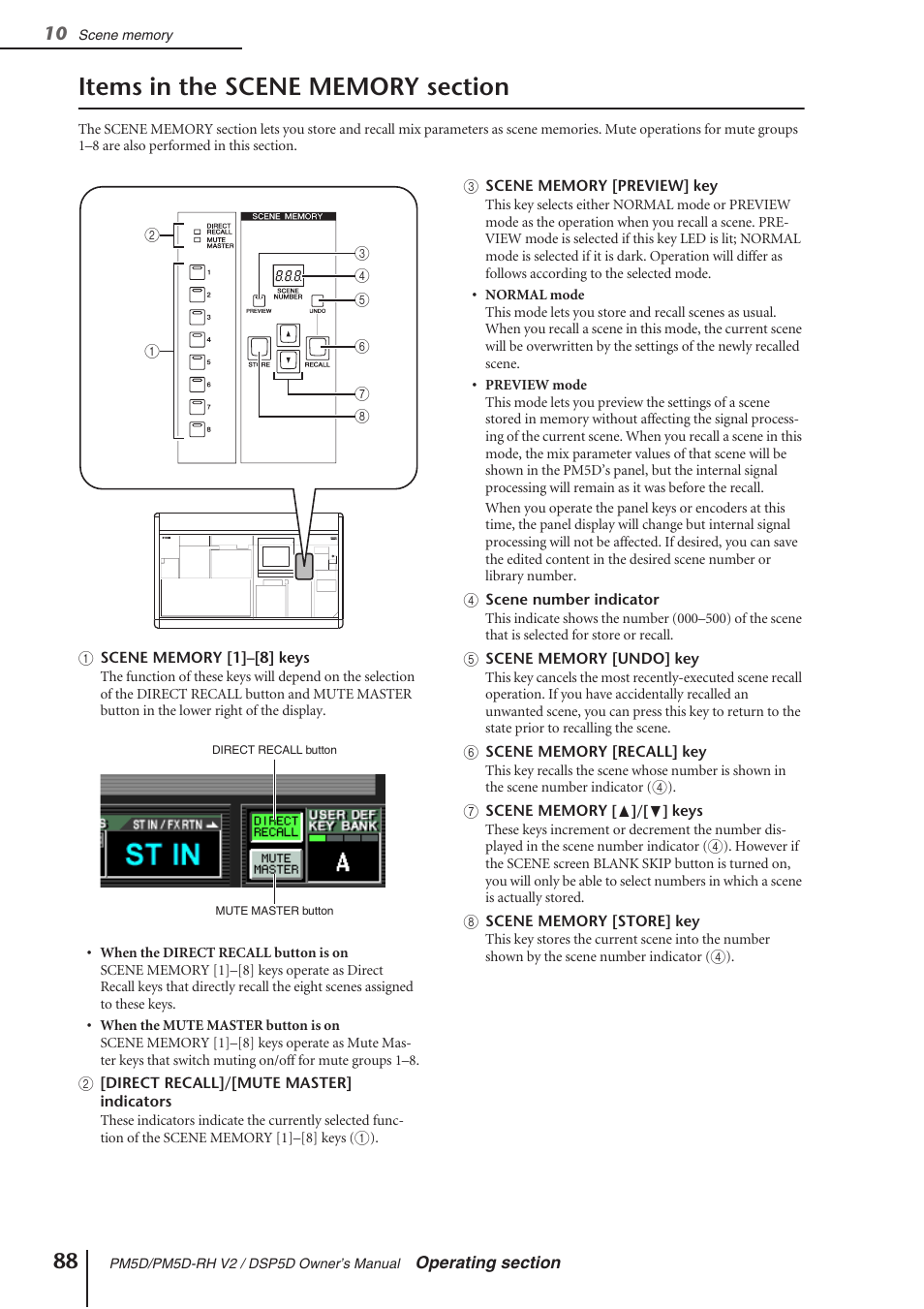 Items in the scene memory section, P.88). mute operations for mute groups | Yamaha DSP5D User Manual | Page 88 / 409