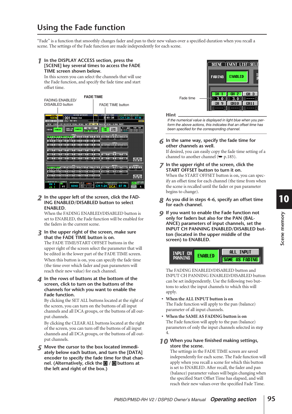 Using the fade function | Yamaha DSP5D User Manual | Page 95 / 409