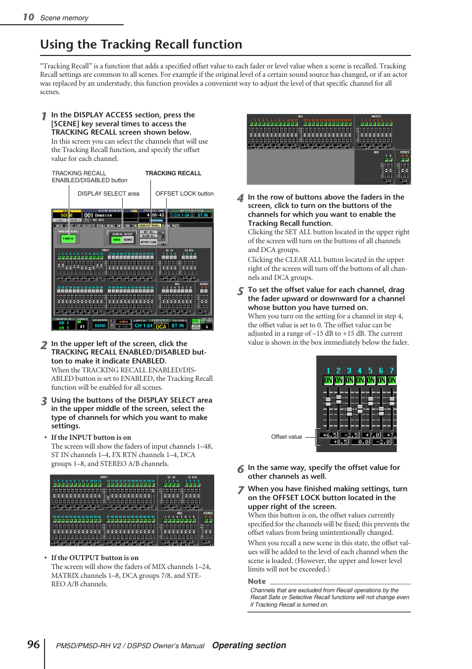 Using the tracking recall function | Yamaha DSP5D User Manual | Page 96 / 409