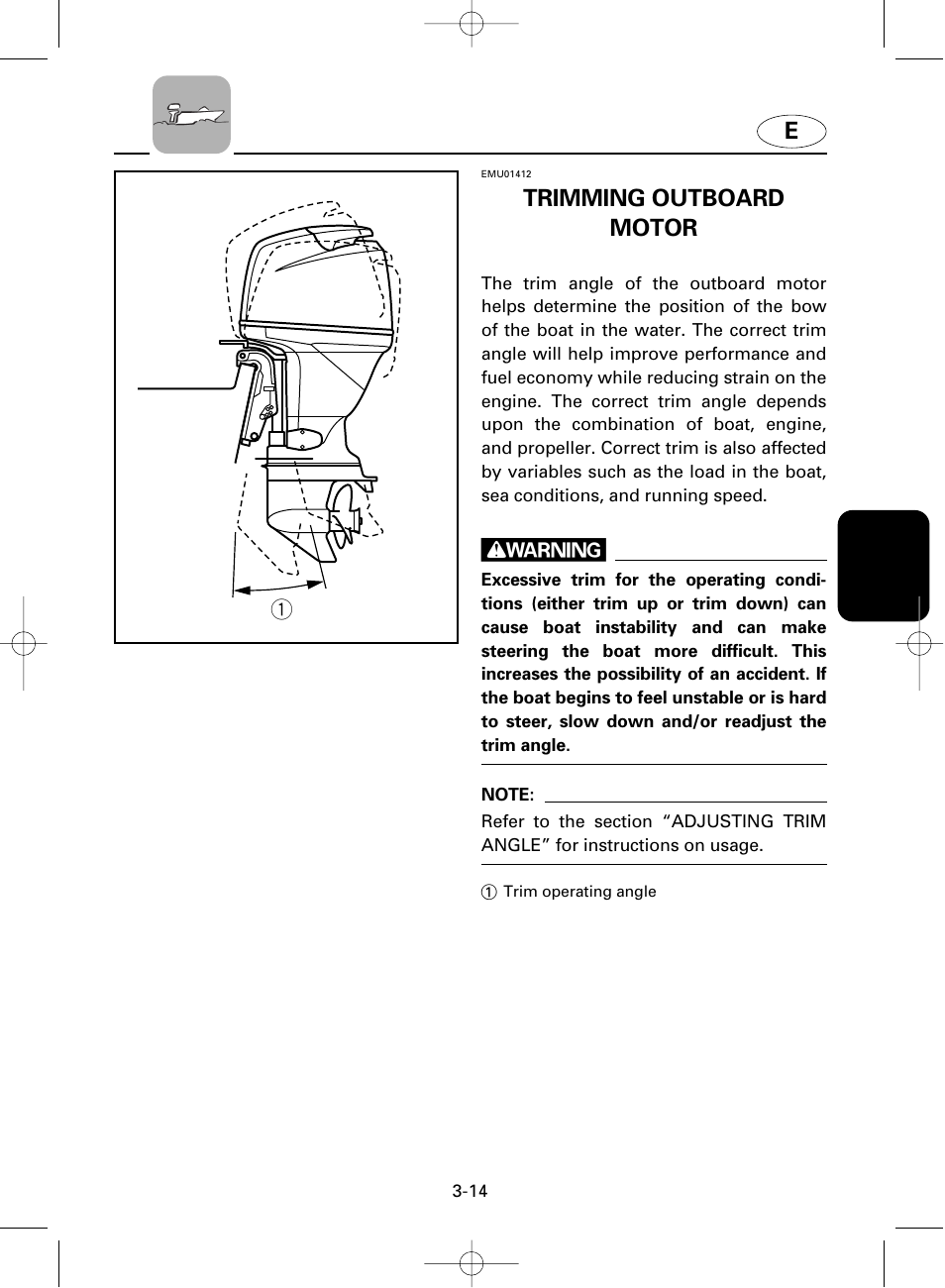 Trimming outboard motor | Yamaha F100A User Manual | Page 53 / 115