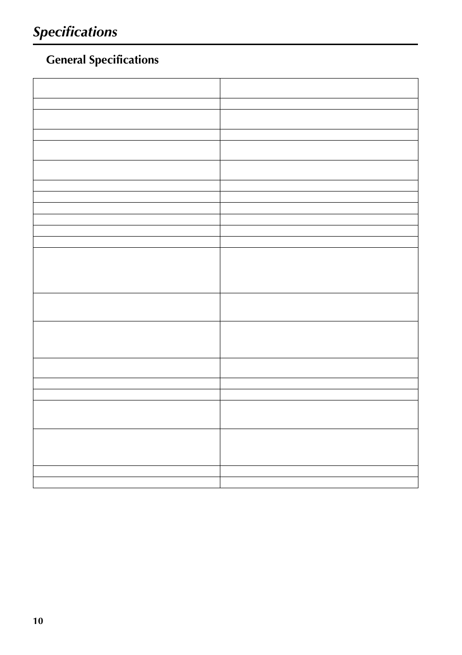 Specifications, General specifications | Yamaha 150 User Manual | Page 10 / 13