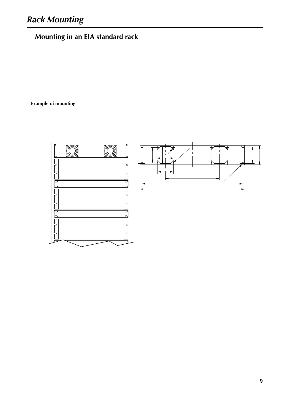 Rack mounting, Mounting in an eia standard rack | Yamaha 150 User Manual | Page 9 / 13