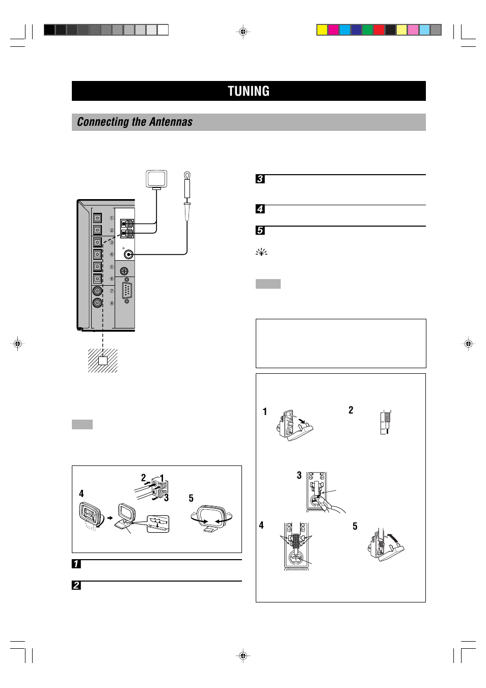 Tuning, Connecting the antennas, Connecting the indoor fm antenna | Connecting the am loop antenna | Yamaha RX-V1000RDS User Manual | Page 32 / 85