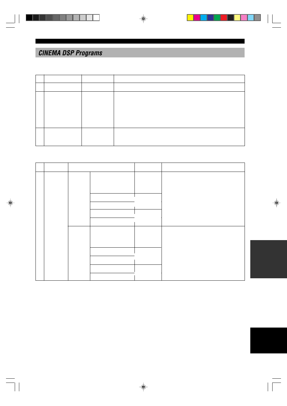 Cinema dsp programs | Yamaha RX-V1000RDS User Manual | Page 67 / 85