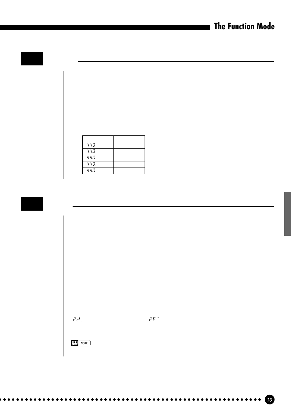 The function mode, Tuning, Scale | Yamaha CLP-555 User Manual | Page 25 / 54
