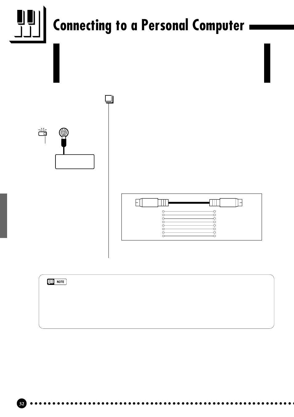 Connecting to a personal computer, Connecting to an apple macintosh series computer, Mac” cable connections | Yamaha CLP-555 User Manual | Page 34 / 54