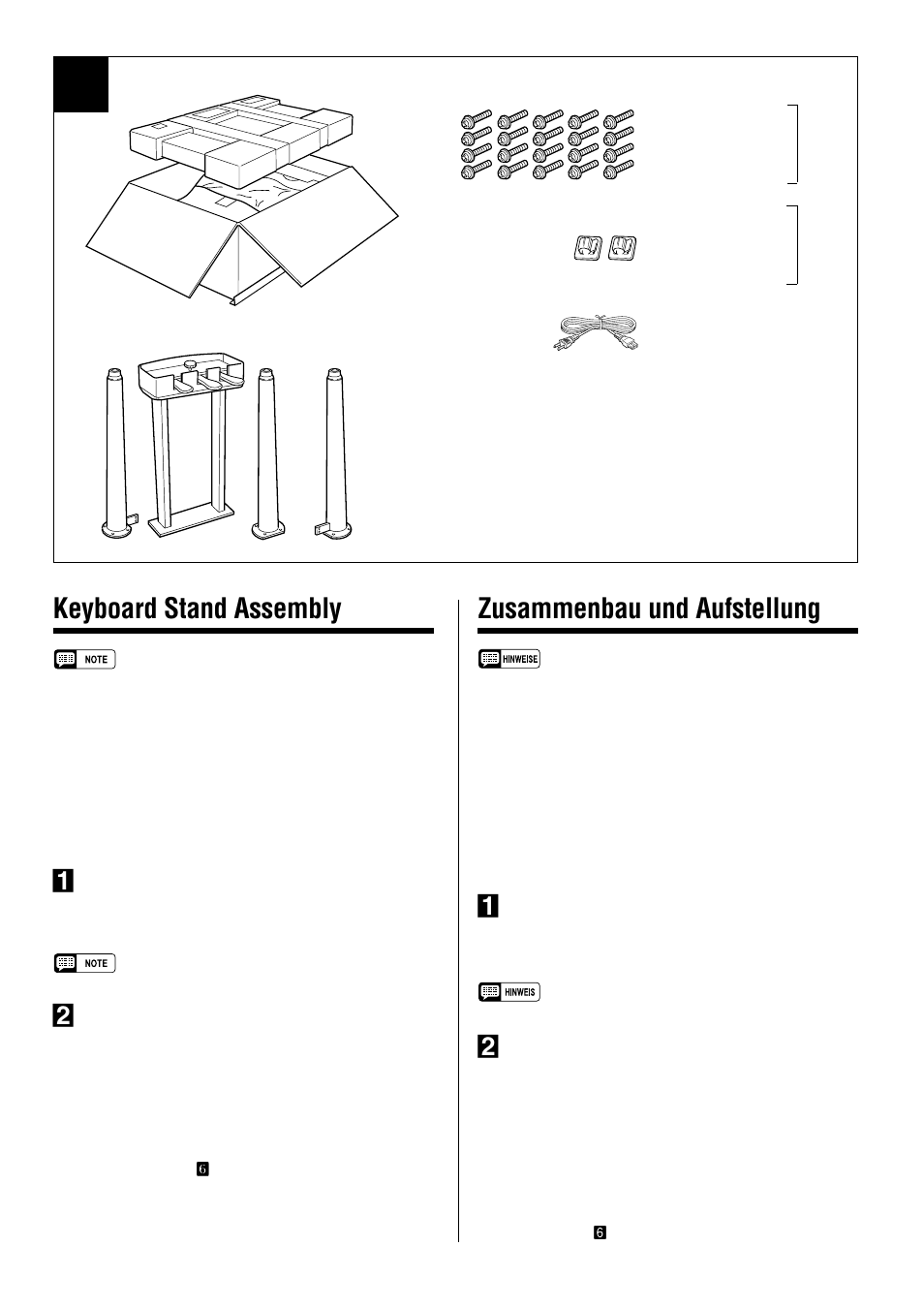 Attach the three legs (a, b, c), Die drei standbeine (a, b und c) montieren | Yamaha CLP-555 User Manual | Page 42 / 54