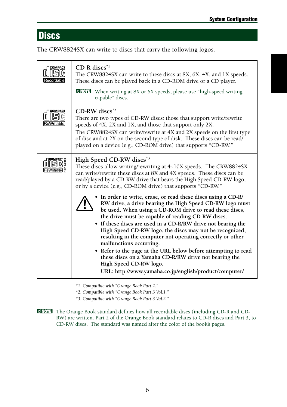 Discs | Yamaha CRW8824SX Series User Manual | Page 15 / 46