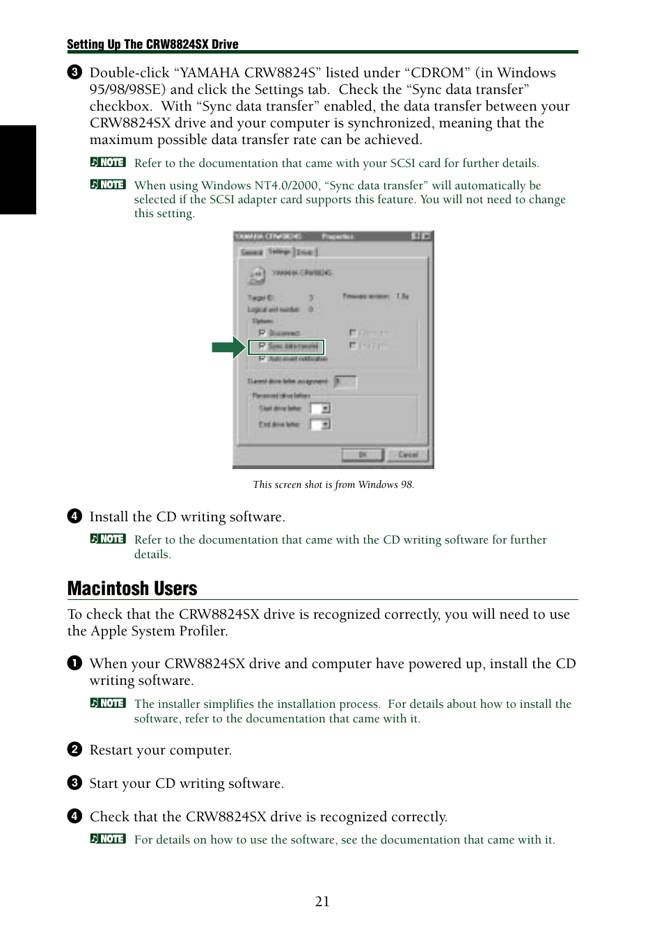 Macintosh users | Yamaha CRW8824SX Series User Manual | Page 30 / 46