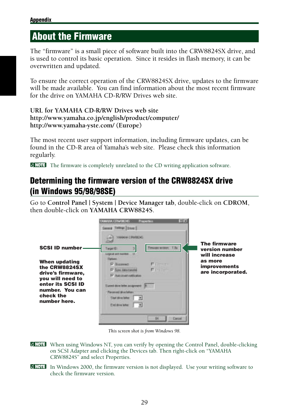 About the firmware | Yamaha CRW8824SX Series User Manual | Page 38 / 46