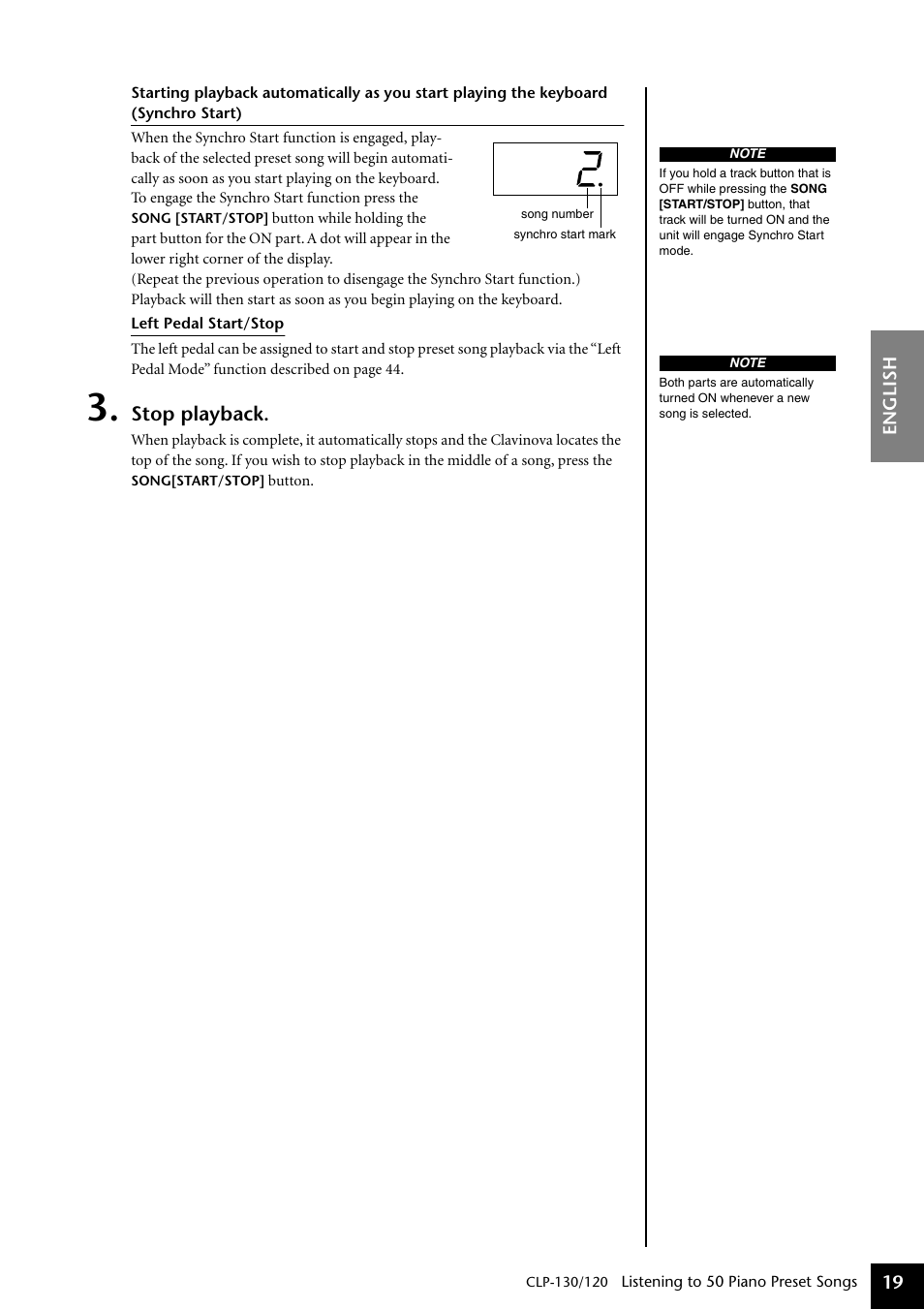 Stop playback | Yamaha CLP-130 User Manual | Page 19 / 80