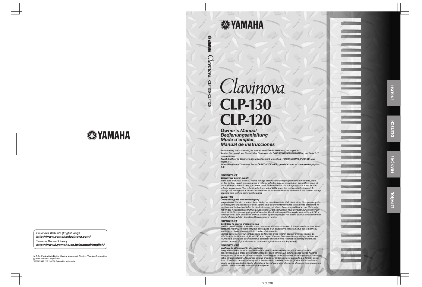 Dic 338 | Yamaha CLP-130 User Manual | Page 80 / 80