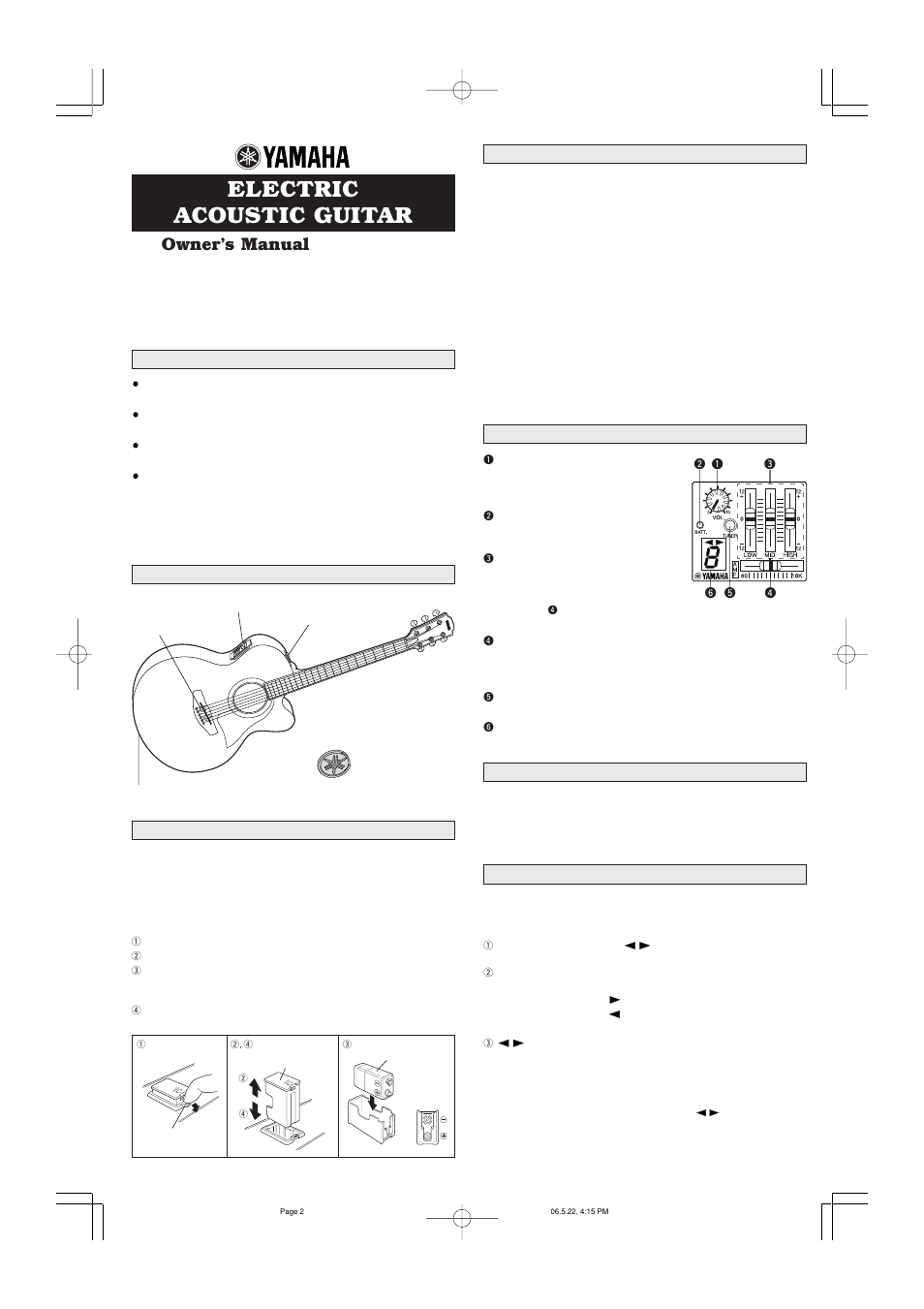 Yamaha Electric Accoustic Guitar User Manual | 2 pages