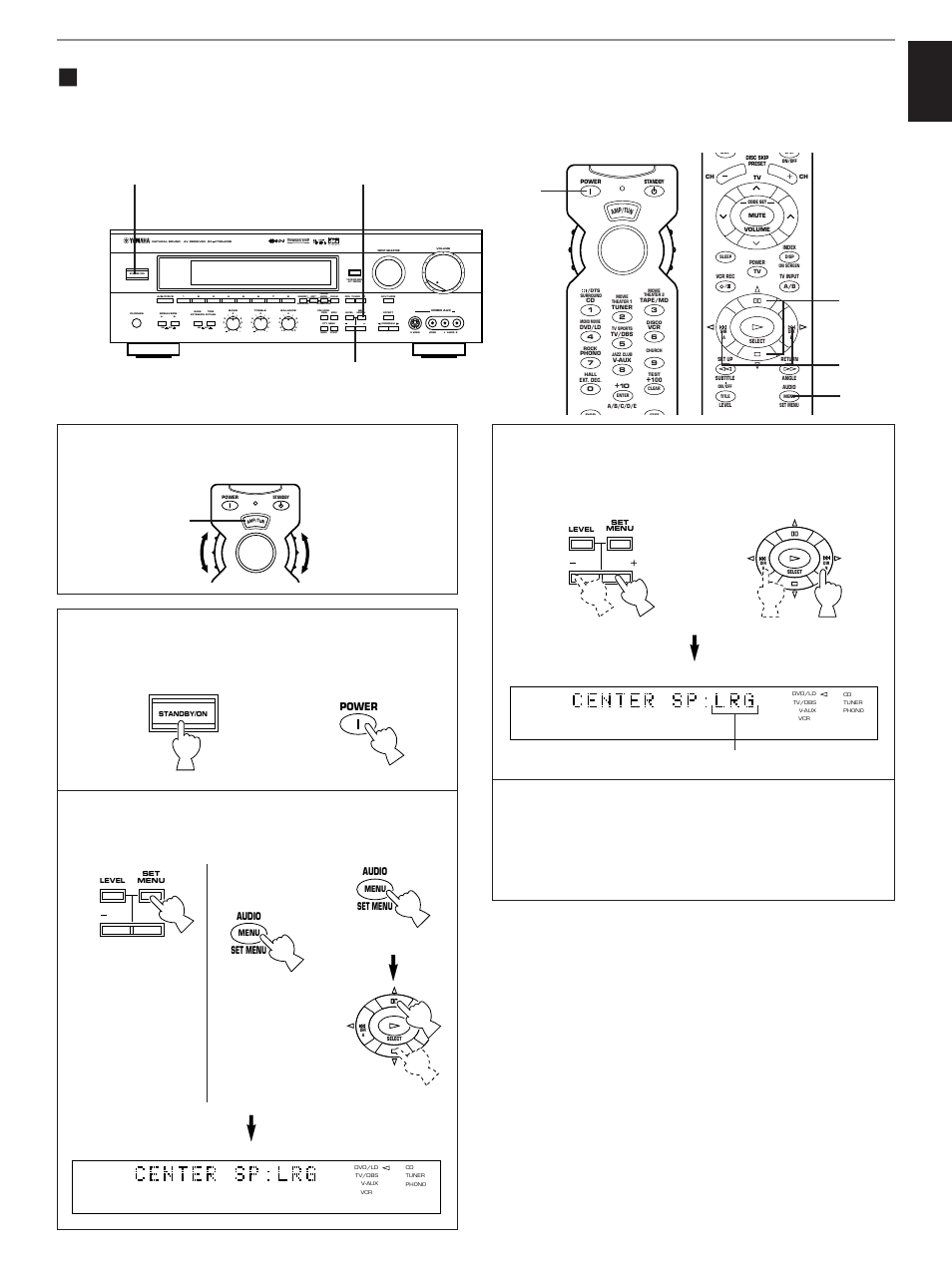 Changing selections, English, Aon off on off b | Preset, Sleep auto, Normal widephantom 40 60, Db ms, Remote control, Remote control or or, Changes | Yamaha RX-V795aRDS User Manual | Page 31 / 88