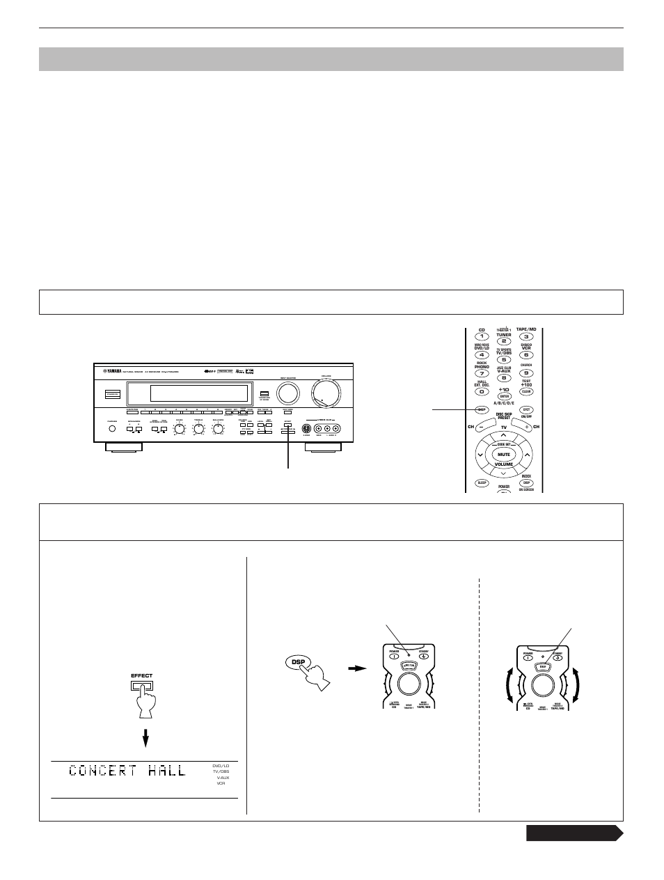 Using digital sound field processor (dsp), Continued, Aon off on off b | Preset, Sleep auto, Normal widephantom 40 60, Db ms, Basic operation | Yamaha RX-V795aRDS User Manual | Page 50 / 88