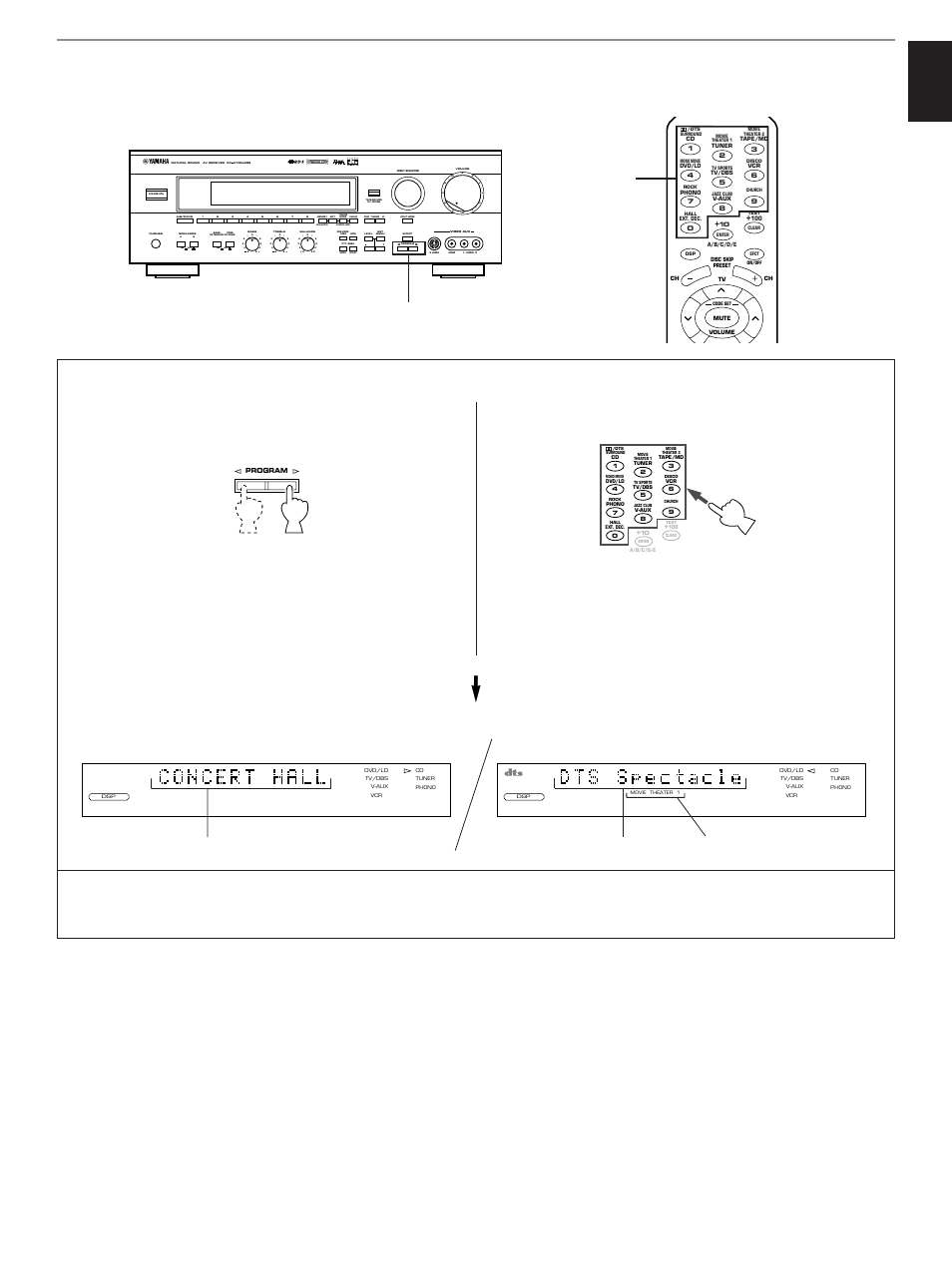 English, Aon off on off b, Preset | Sleep auto, Normal widephantom 40 60, Db ms, Press “0” to select the program no. 10, Program name, Basic operation | Yamaha RX-V795aRDS User Manual | Page 51 / 88