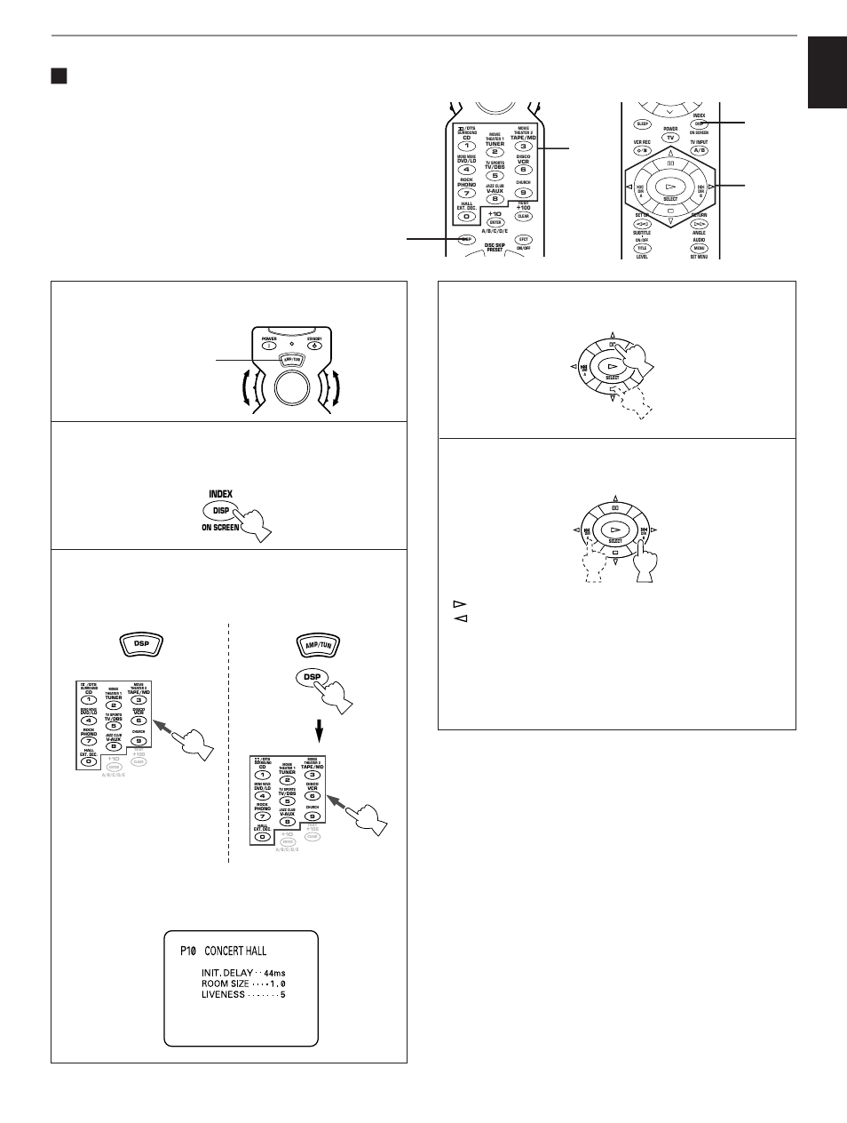 Selecting and editing program parameters, English, Select the parameter which you want to edit | Advanced features, Index | Yamaha RX-V795aRDS User Manual | Page 63 / 88