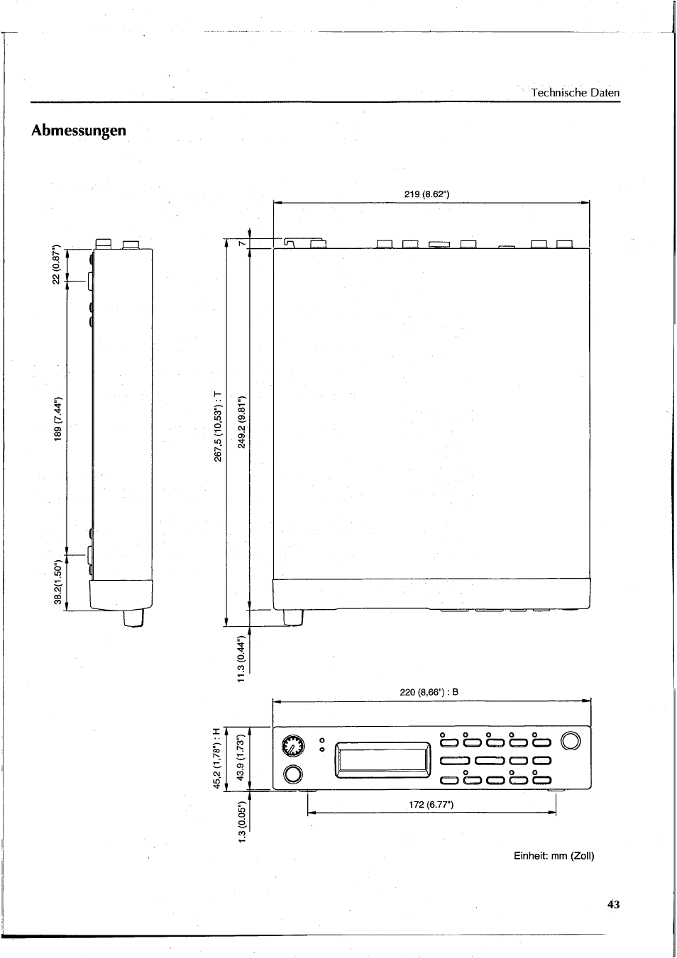 Abmessungen | Yamaha FX550 User Manual | Page 143 / 150
