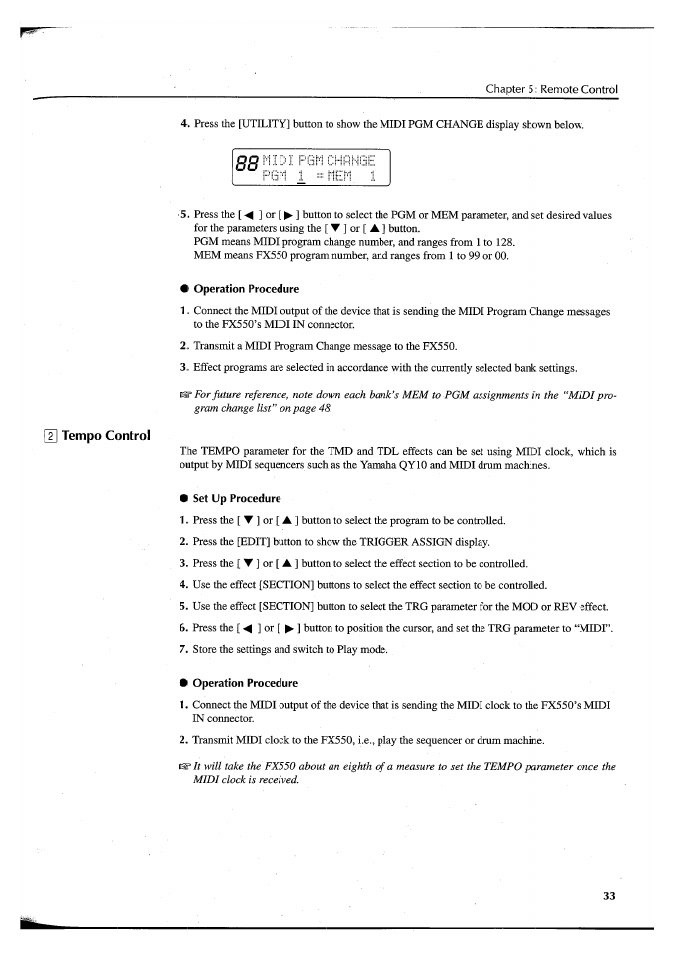 Operation procedure, Set up procedure | Yamaha FX550 User Manual | Page 35 / 150