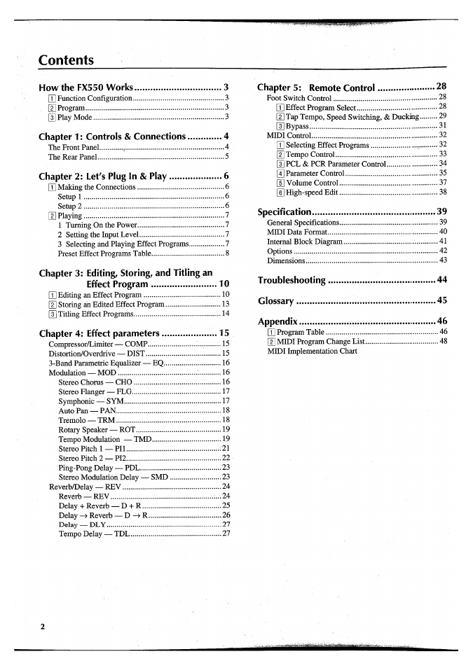Yamaha FX550 User Manual | Page 4 / 150