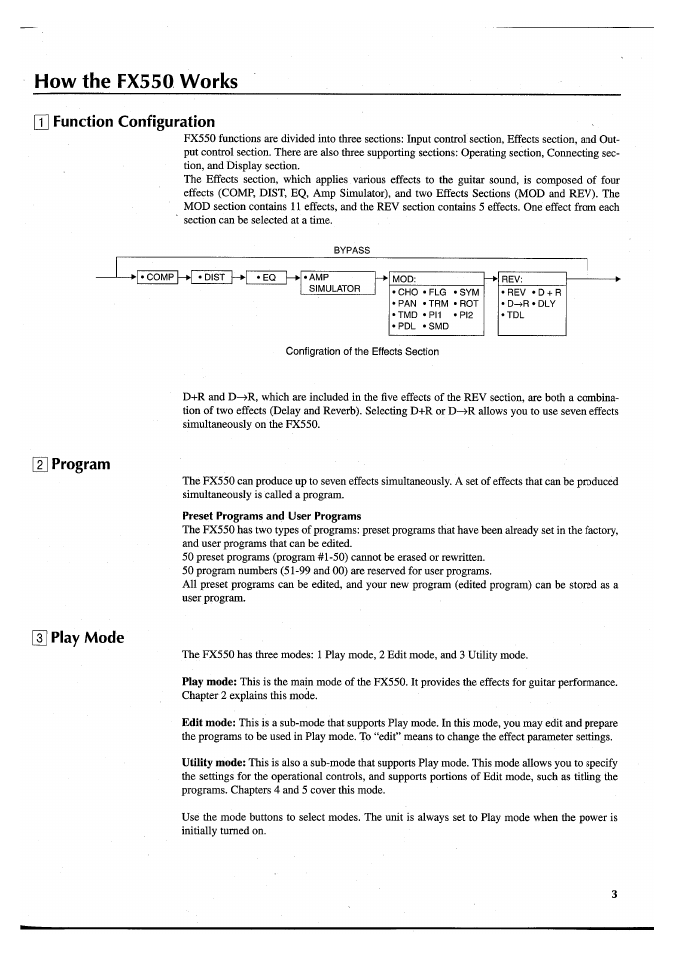 How the fx550 works, T] function configuration, U] function configuration | Yamaha FX550 User Manual | Page 5 / 150