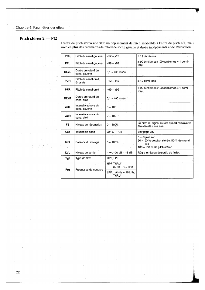 Pitch stéréo 2 — pi2 | Yamaha FX550 User Manual | Page 73 / 150