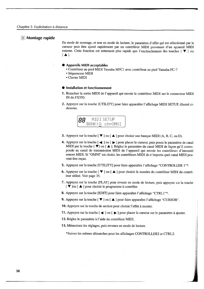 Appareils midi acceptables, Installation et fonctionnement | Yamaha FX550 User Manual | Page 89 / 150