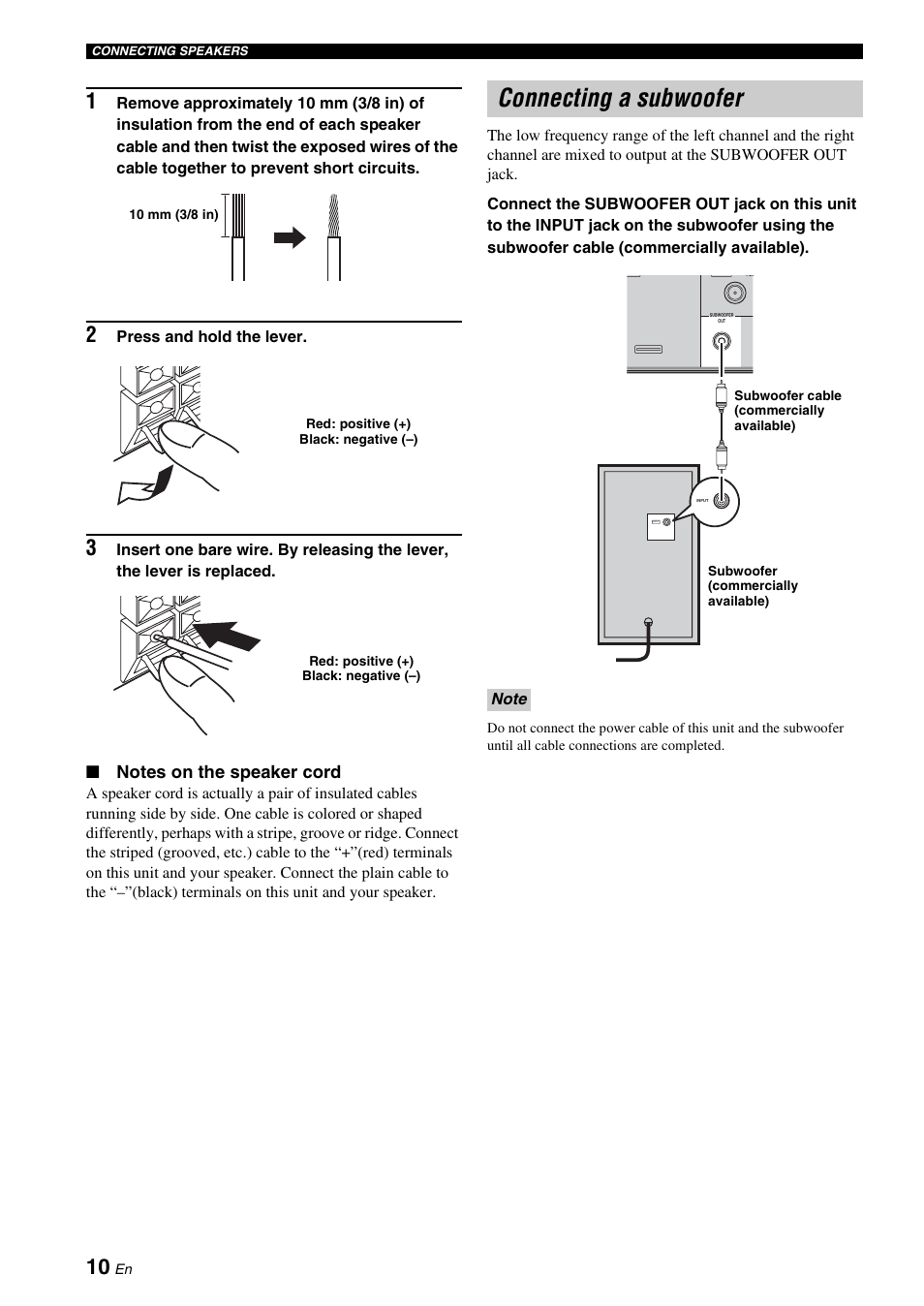 Connecting a subwoofer | Yamaha CRX-330 User Manual | Page 14 / 32