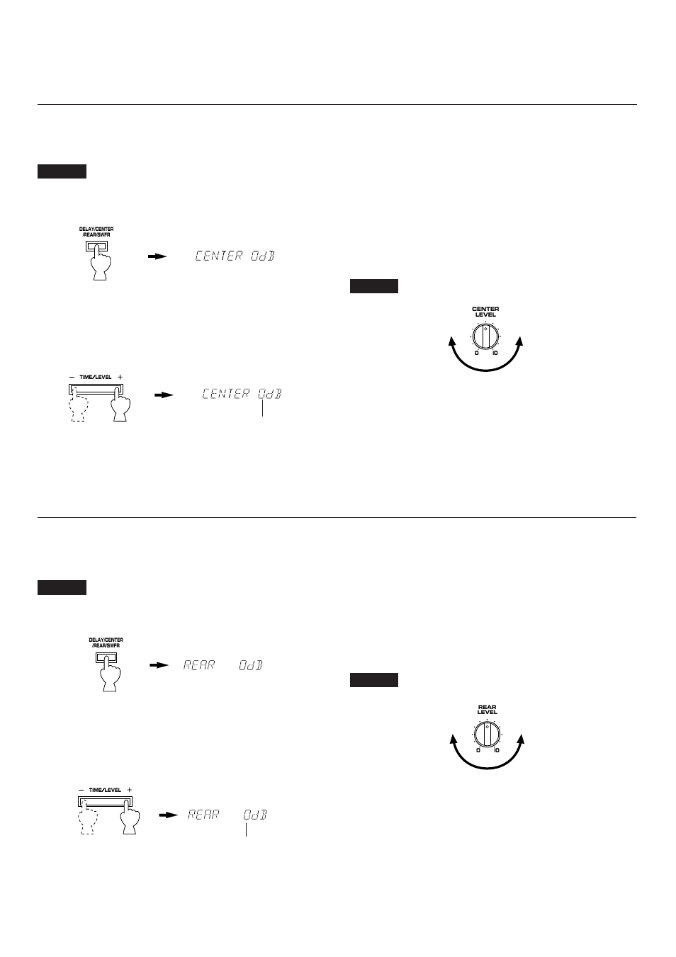 Adjustment of the center level, Adjustment of the rear level | Yamaha R-V702 R-V502 User Manual | Page 34 / 40