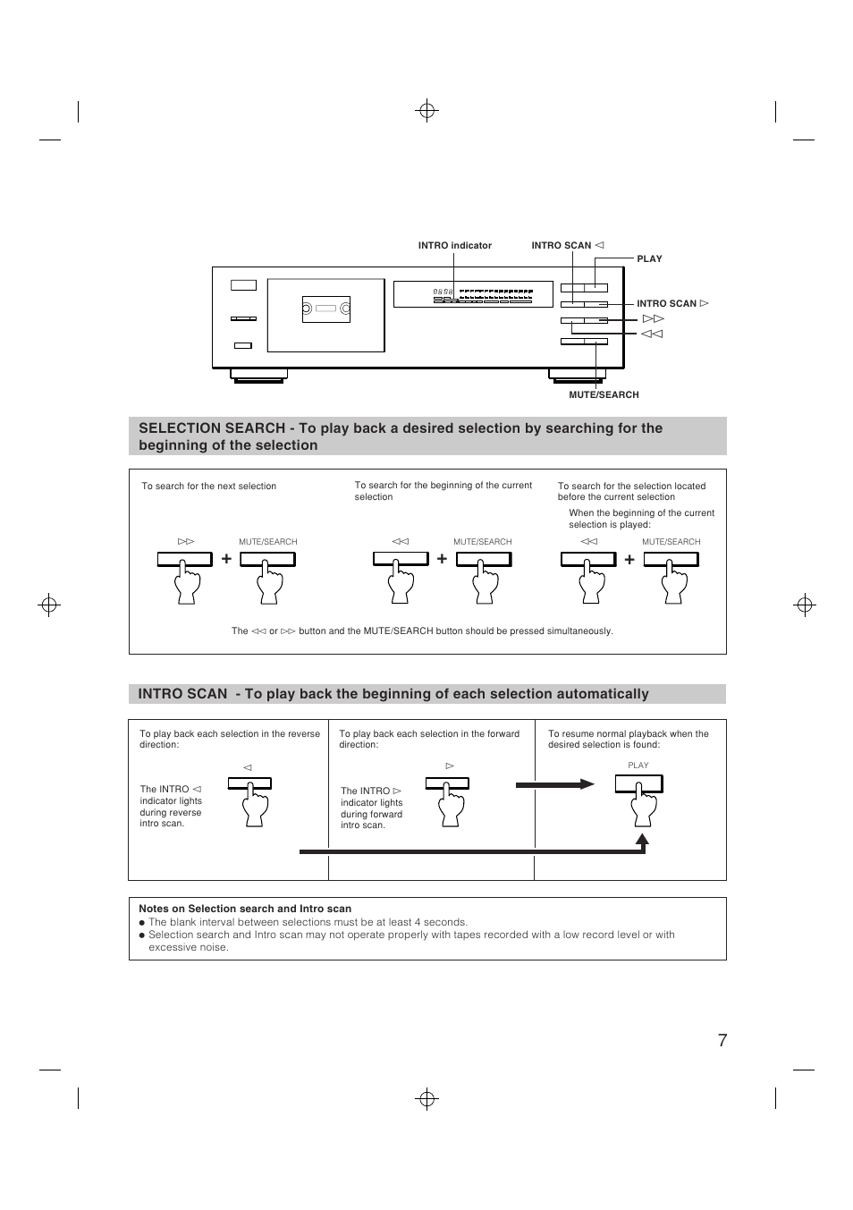 Selection search, Intro scan | Yamaha YHT-580 User Manual | Page 7 / 18