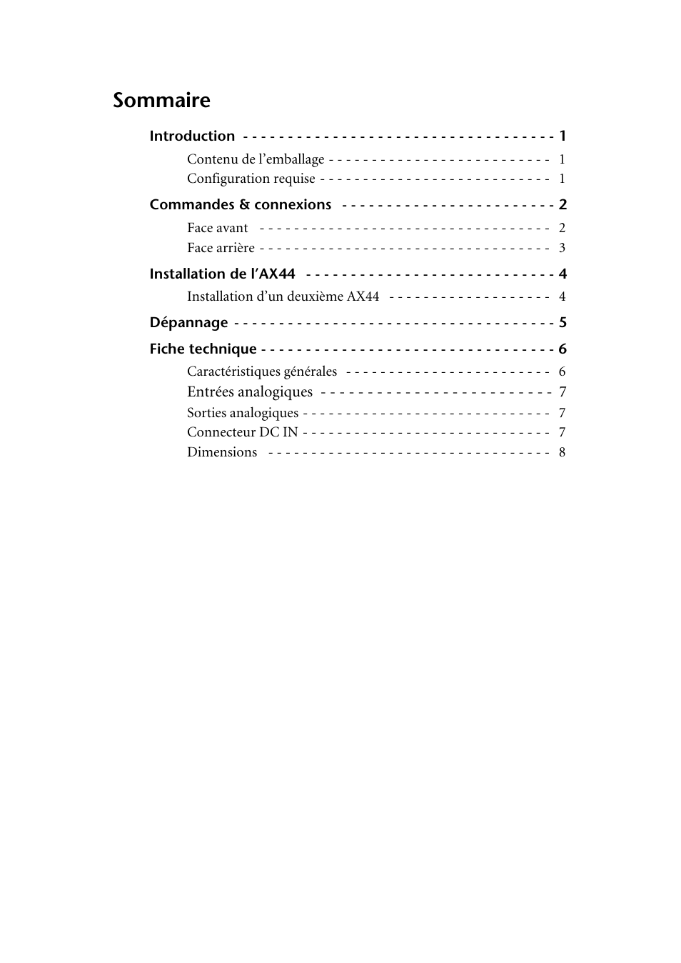 Sommaire | Yamaha AX44 User Manual | Page 12 / 51