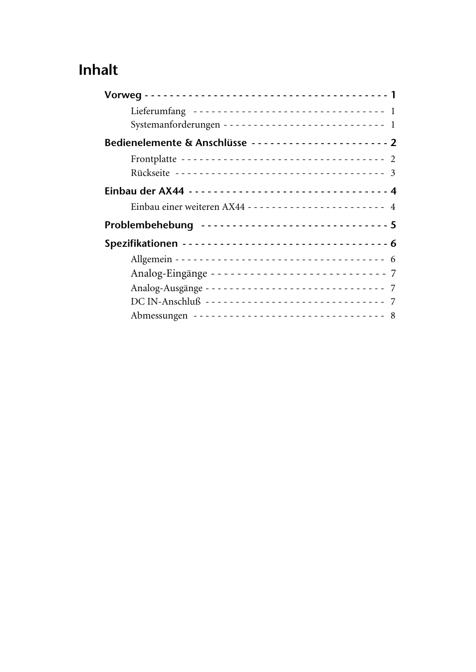 Inhalt | Yamaha AX44 User Manual | Page 22 / 51