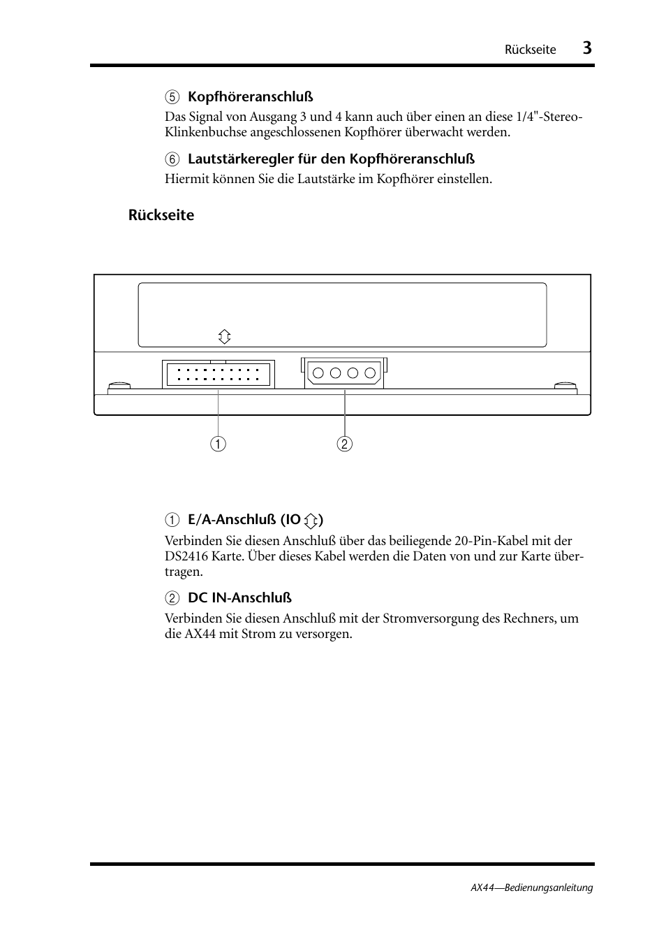 Rückseite | Yamaha AX44 User Manual | Page 25 / 51