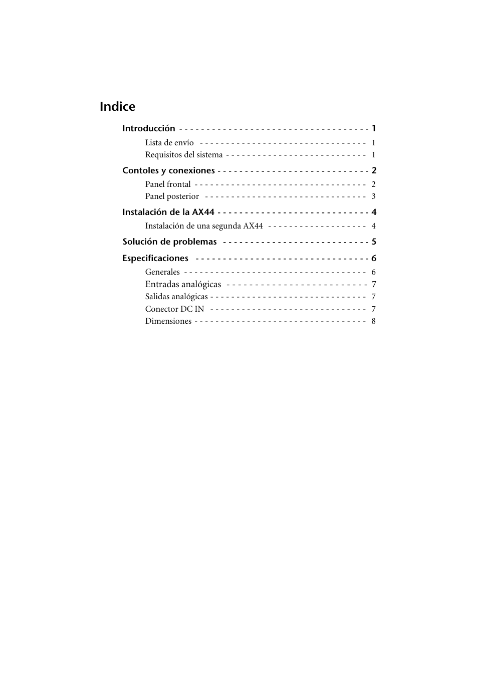 Indice | Yamaha AX44 User Manual | Page 32 / 51