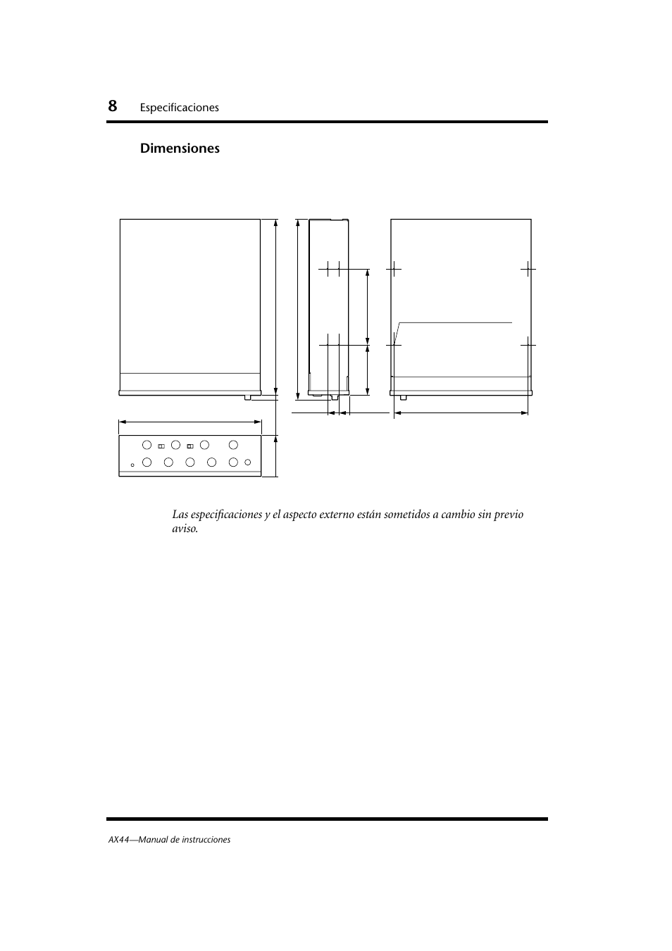 Dimensiones | Yamaha AX44 User Manual | Page 40 / 51