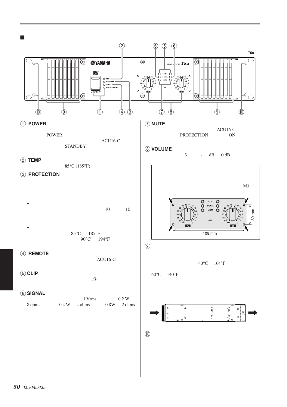 各控制钮和功能 | Yamaha T5n/T4n/T3n User Manual | Page 5 / 19