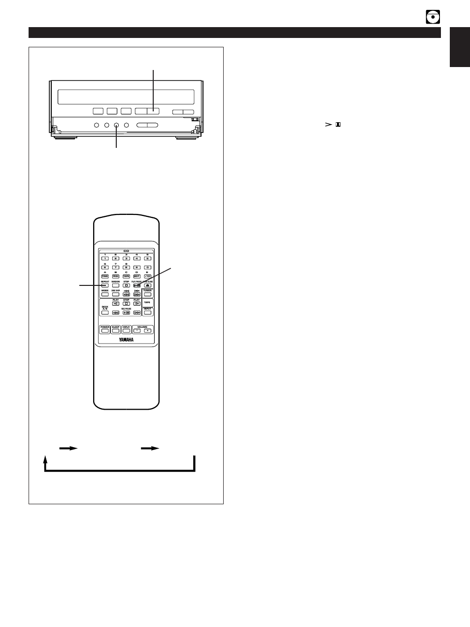 Repeat play, Compact disc player operation e-17 english, Off s repeat f repeat | Repeat play modes, Cd player, Press the play/pause / button | Yamaha CC-75 User Manual | Page 25 / 54